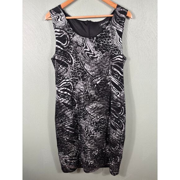 Michael Tyler Women's Size Large Black Animal Print Abstract Casual Office Dress - Picture 8 of 10